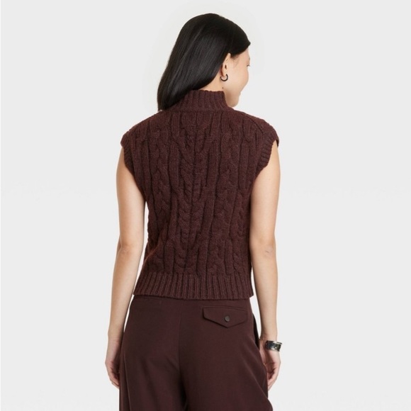 Women's Crewneck Cropped Sweater Vest -
A New Day™ Dark Brown - Picture 2 of 9